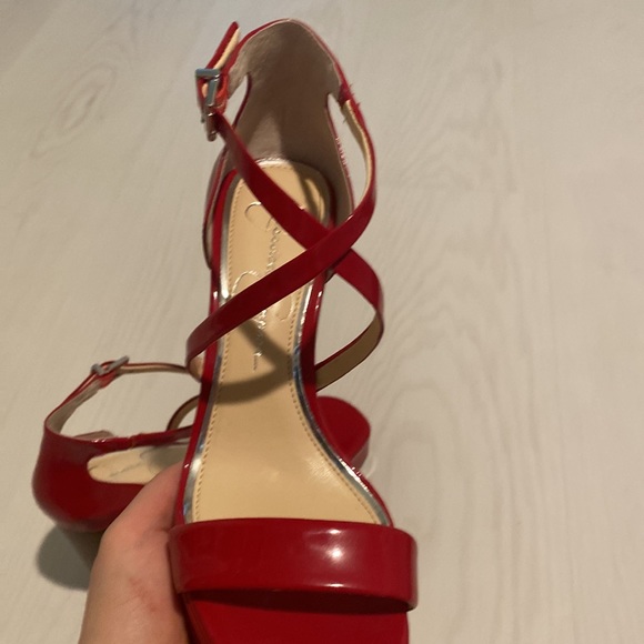 NWOT Jessica Simpson Lipstick Red Strap Wedges 7M - Picture 5 of 9